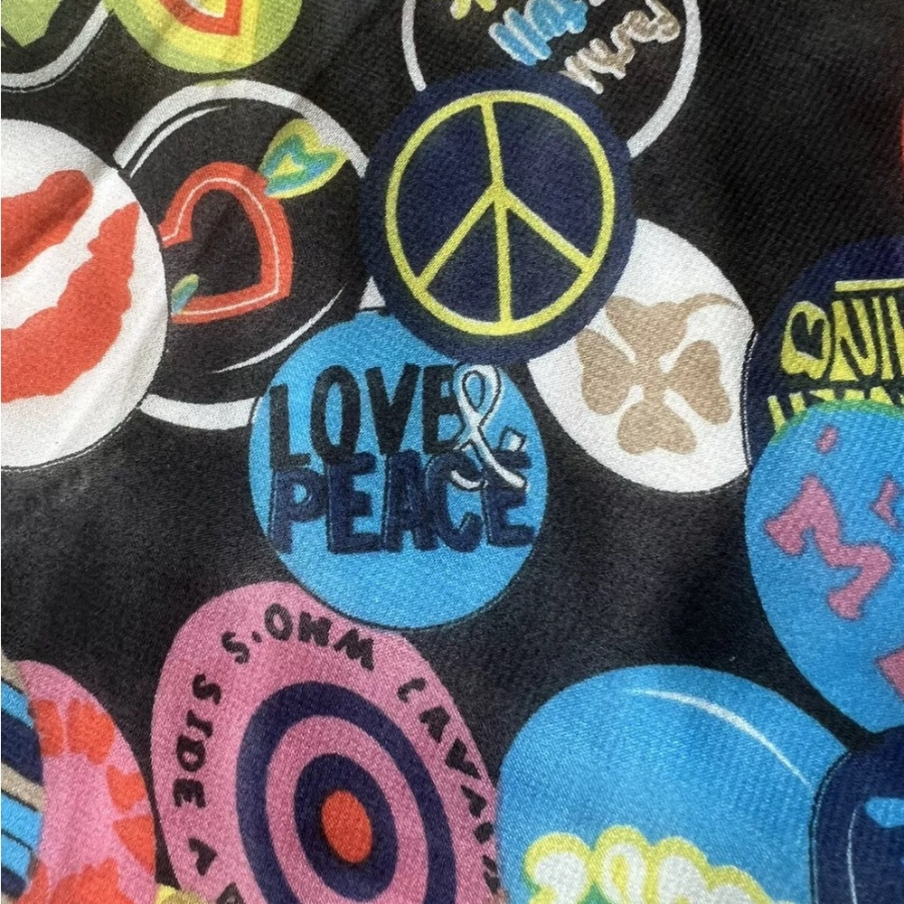 Moschino Silk Peace and Love Activist Button Scarf. - Picture 6 of 13